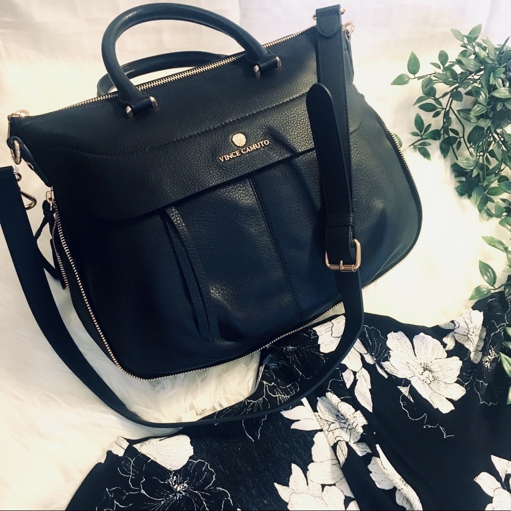 NWT Gorgeous Black Satchel Bag with Gold Hardware